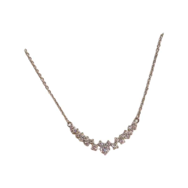 Smile Full Paved Zircon Necklace, Minimalist Elegant Clavicle Chain, Luxury Niche Exquisite Daily Pendant Necklace