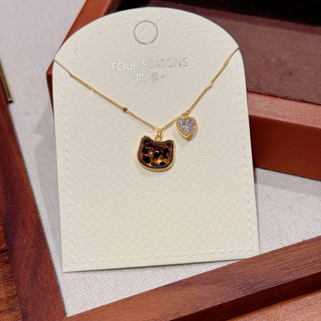 New Arrival Spring Floral Pink Cat Necklace Niche High Grade Delicate Clavicle Chain Versatile Women Fashion Accessories