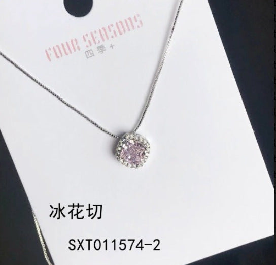 Brilliant Ice Flower Cut Necklace, Dazzling Zircon Chain, Premium Elegant Daily Women Accessories