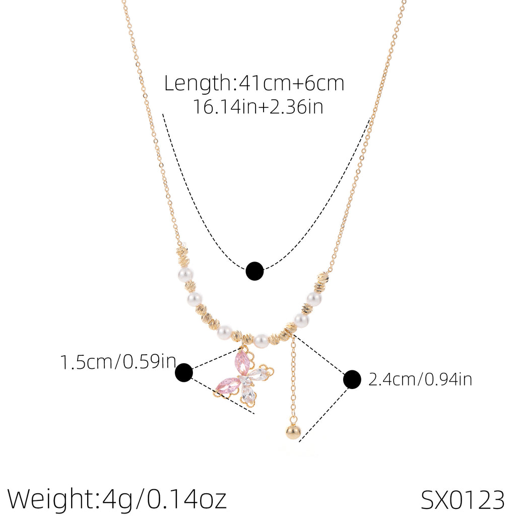 Exquisite Lace Tassel Necklace, French Butterfly Pearl Clavicle Chain, Elegant Luxury Fresh Sweet Jewelry For Daily Wear