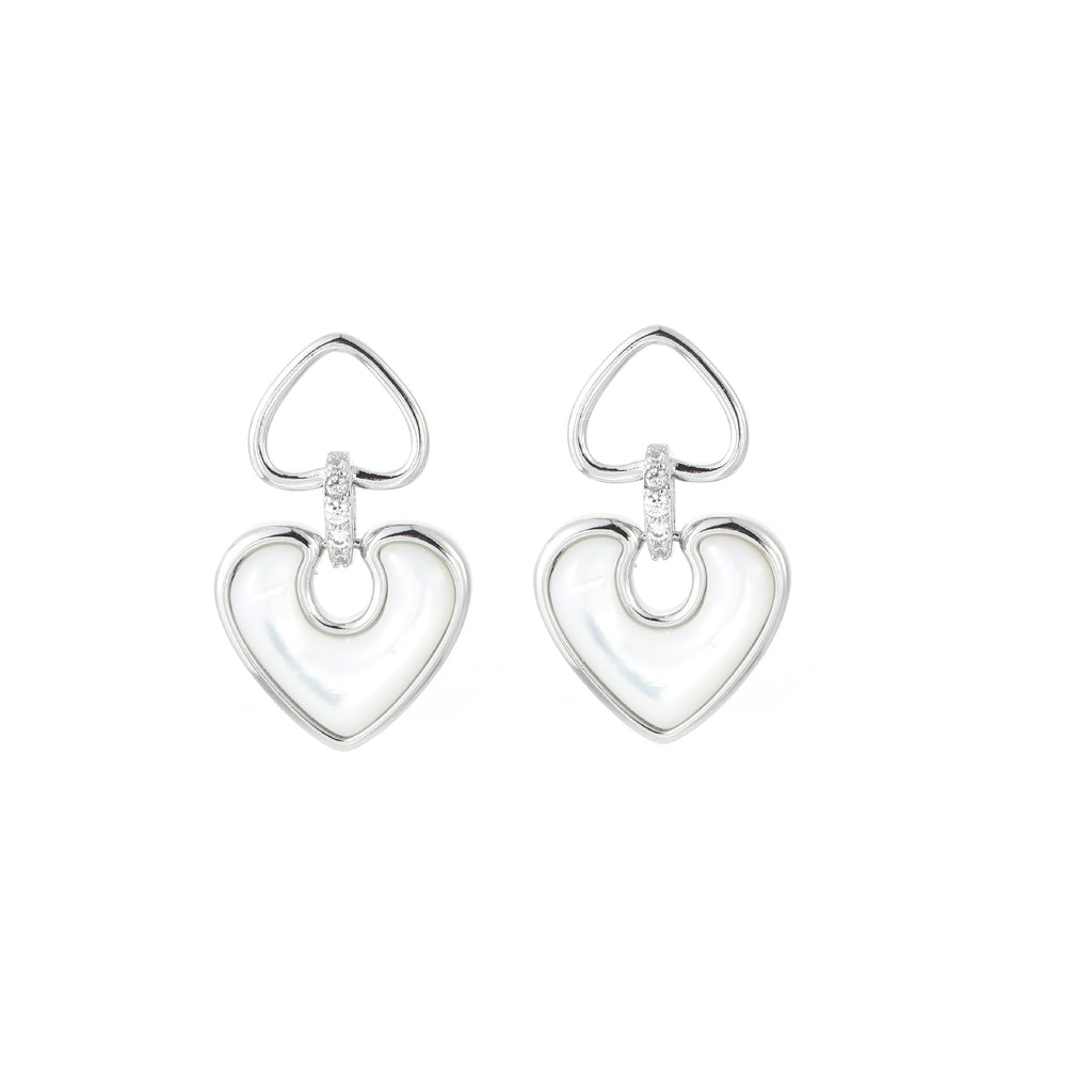 New Heart Natural Shell Stud Earrings, S925 Sterling Silver Needle Earrings, Luxury Dainty Premium Jewelry