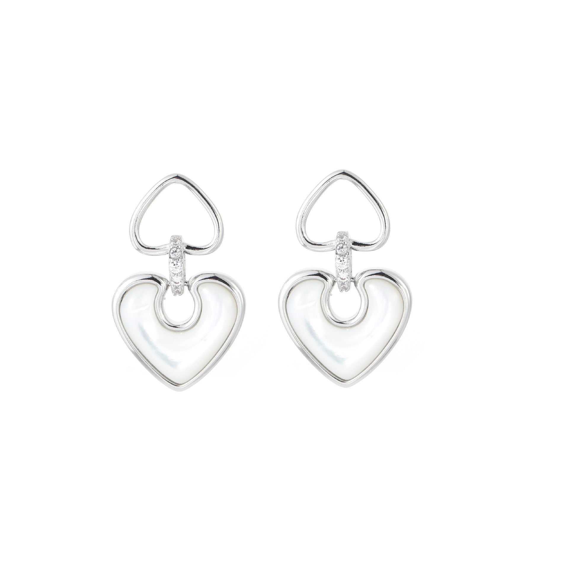 New Heart Natural Shell Stud Earrings, S925 Sterling Silver Needle Earrings, Luxury Dainty Premium Jewelry