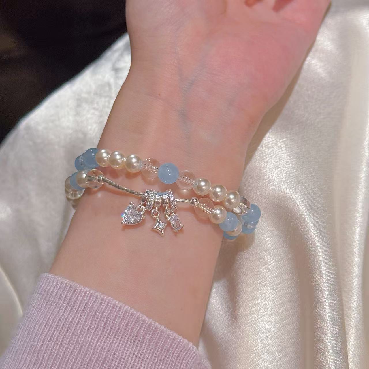 Women Classic Pearl Beaded Bracelets Chic Bow Design Niche High-end Fresh Sweet Delicate Versatile Daily Wrist Jewelry