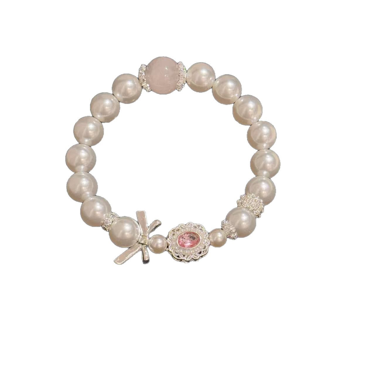 Bowknot Bracelet with Shell & Aquamarine Pearl, Luxury Dainty All-match Beaded Jewelry Popular on Redbook
