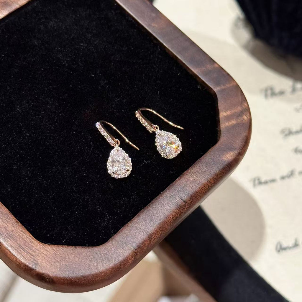 Teardrop Sparkling Drop Earrings, Luxury Shiny Zircon Dangle Earrings