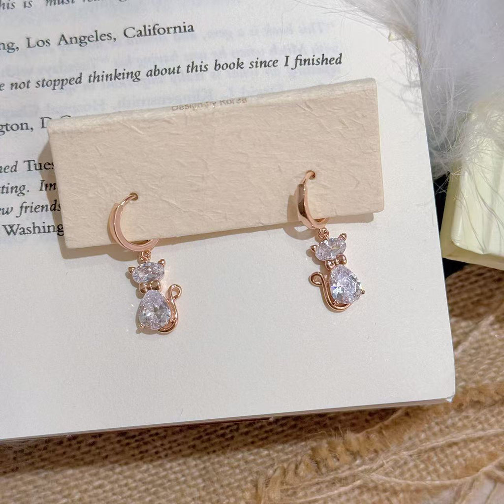 Elegant Cat Ear Buckles, Luxury High-class Korean Style Earrings, Delicate Temperament Daily Versatile Fashion Studs