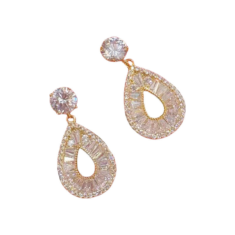 Luxury Quiet Luxury Teardrop Pendant Dangle Earrings, S925 Sterling Silver Post Dainty Elegant All-Match Women Fine Ear Jewelry