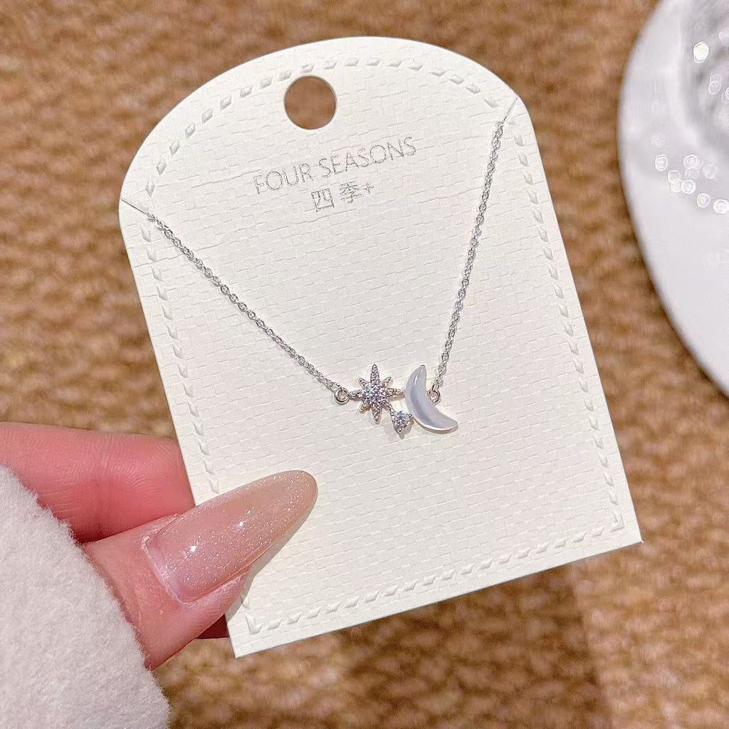 Butterfly Tassel Necklace, Star Moon Zircon Clavicle Chain, Elegant Minimalist Jewelry