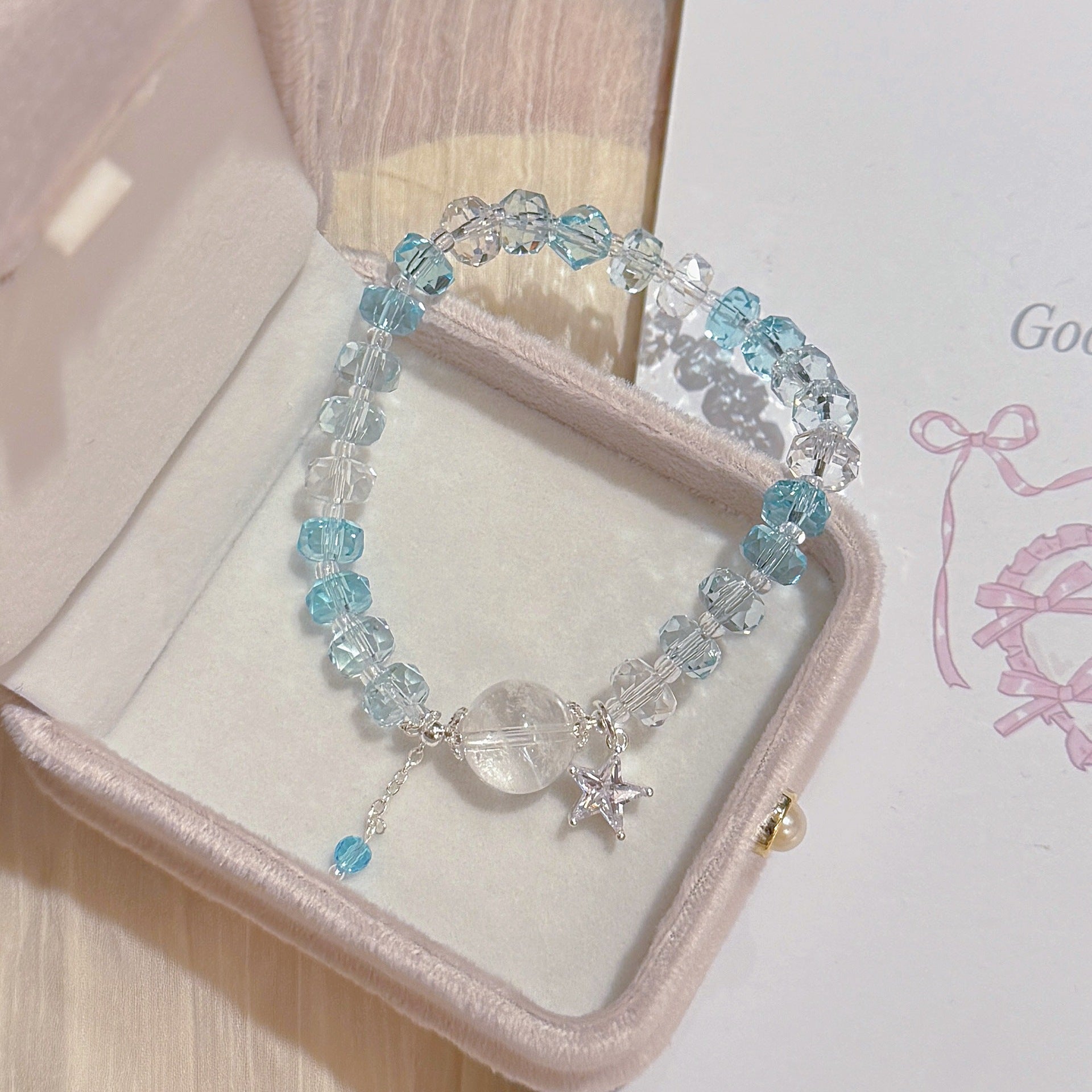 Shiny Star White Crystal Beaded Bracelet Elegant Cold Style Summer Women Hand Jewelry