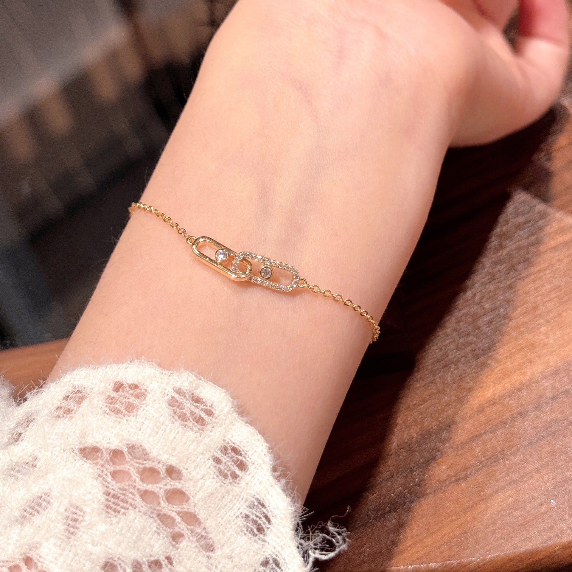 Oval Minimal Bracelet, Korean Style Luxury Niche Thin Bangle, Real Gold Plated All-match Women Hand Jewelry