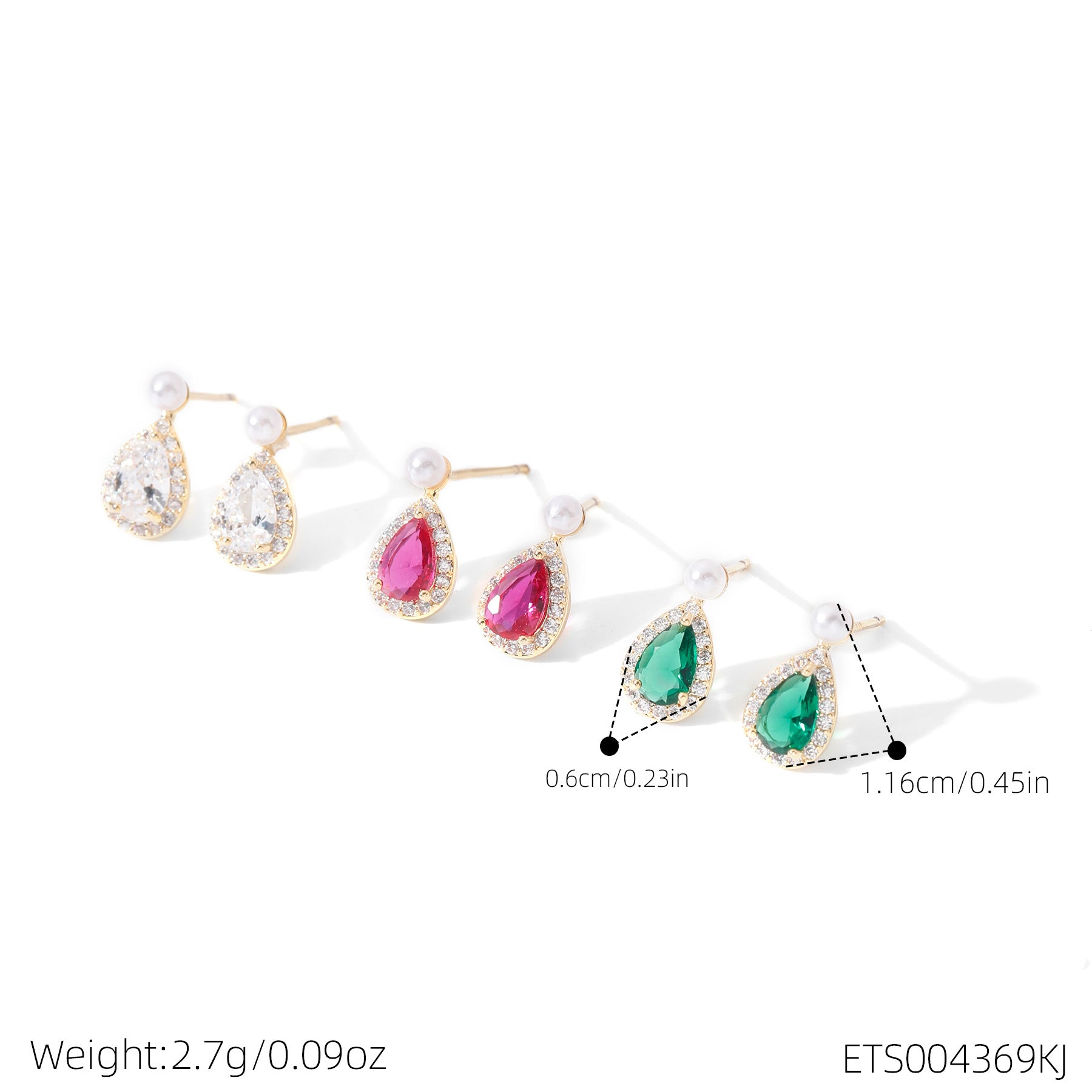 Women 3 Pairs Bling Bling Crystal Ear Studs Colorful Simple Style Silver Needle Ear Piercing Accessories Ear Healing Earrings Set