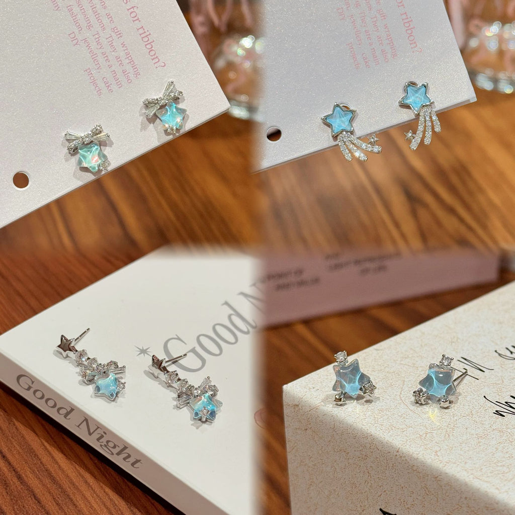 Original Design Aquamarine Meteor Necklace, Preppy Style Clavicle Chain, Luxury Elegant 925 Silver Jewelry