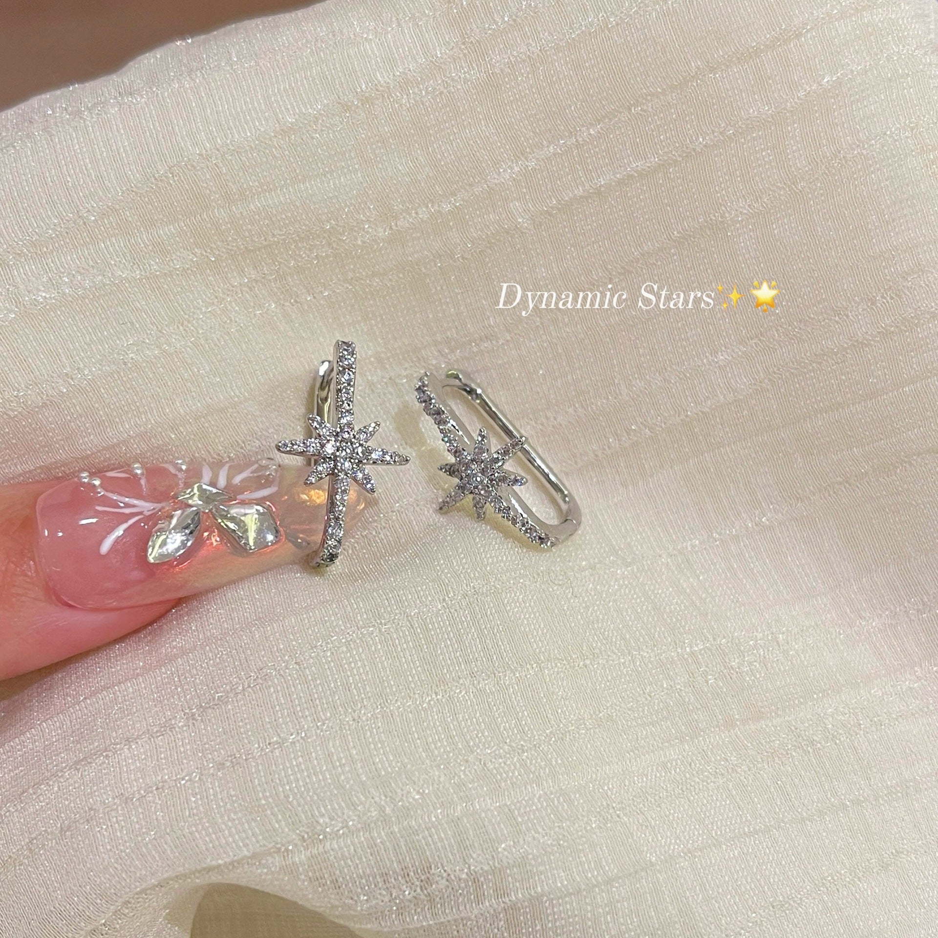 925 Silver Needle Eight-pointed Star Earrings, Luxury Elegant Ear Hook Jewelry, Cold Style Exquisite Temperament Ear Ornaments for Women Wholesale