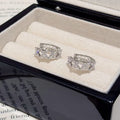 Open Hollow Four-Leaf  Full Paved Cubic Zirconia Huggie Earrings, Luxury Niche Designer Elegant All-Match Daily Ear Jewelry for Women