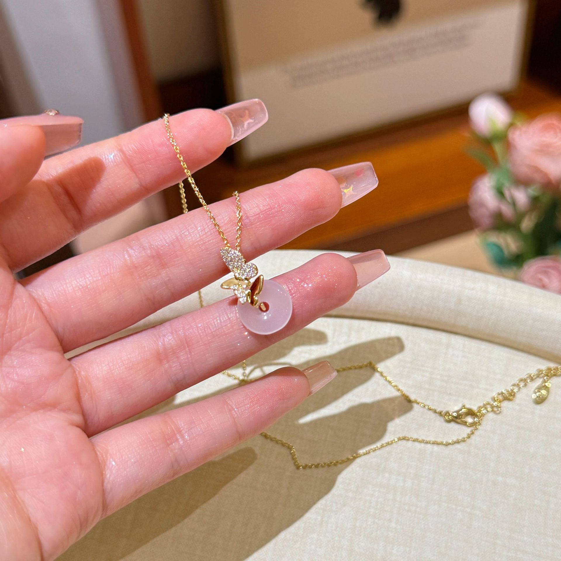 Original Design Women Necklace, New Trend Zircon Inlaid Pendant, Minimalist Cold Style Tassel Clavicle Chain Niche Fashion Jewelry