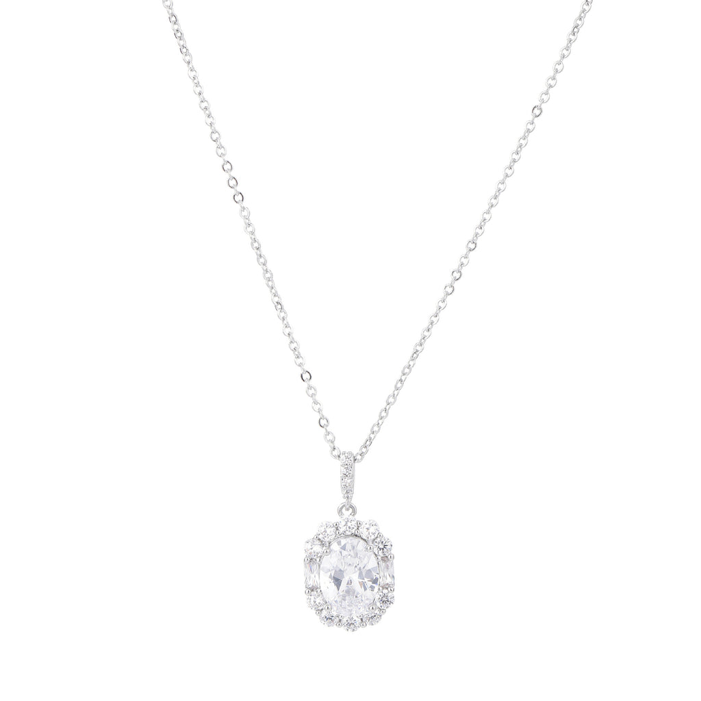 Luxury Vintage Oval Cubic Zirconia Pendant Necklace, Niche Upscale Dainty Elegant All-Match Choker Jewelry