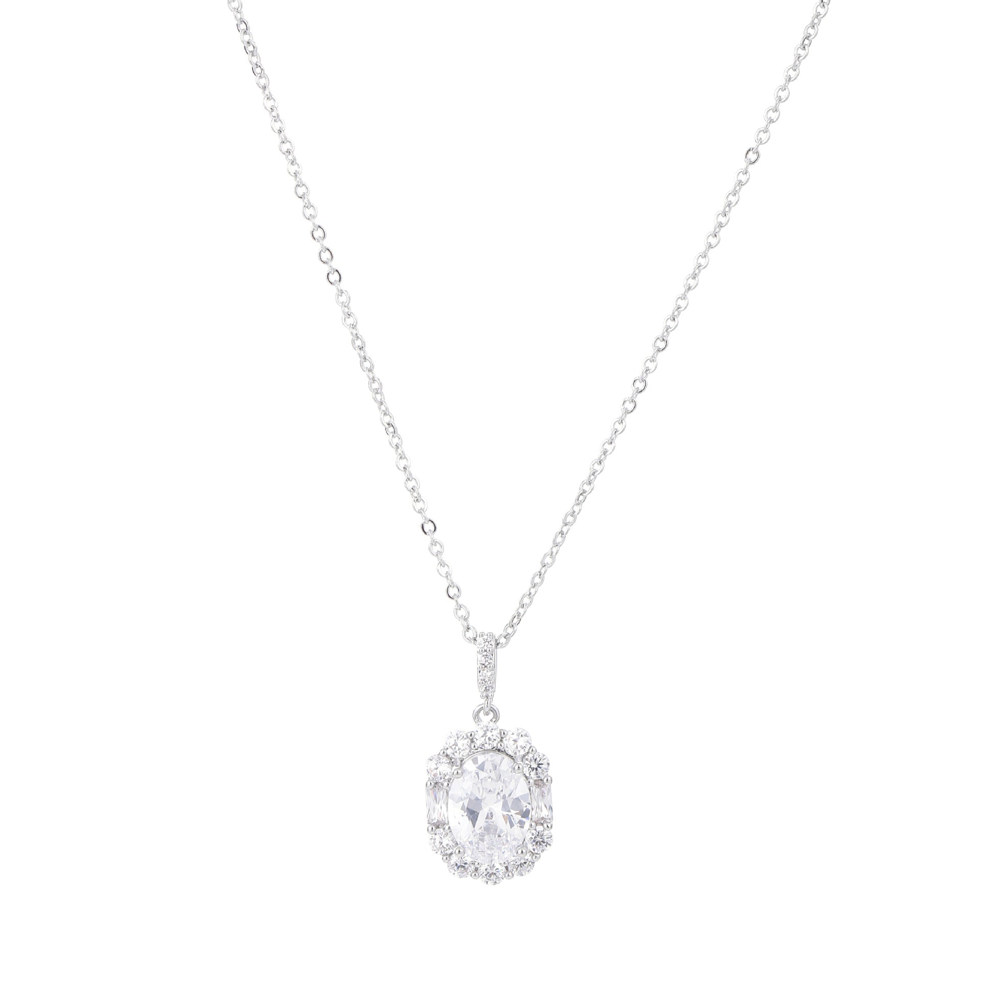 Luxury Vintage Oval Cubic Zirconia Pendant Necklace, Niche Upscale Dainty Elegant All-Match Choker Jewelry