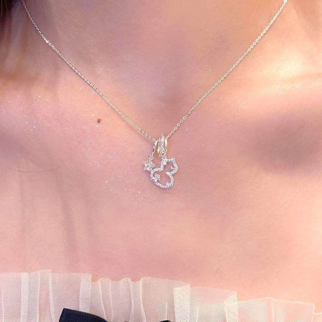 Gourd Cubic Zirconia Pendant Necklace for Women, Luxury High-End Dainty Oriental Versatile Collarbone Fine Jewelry