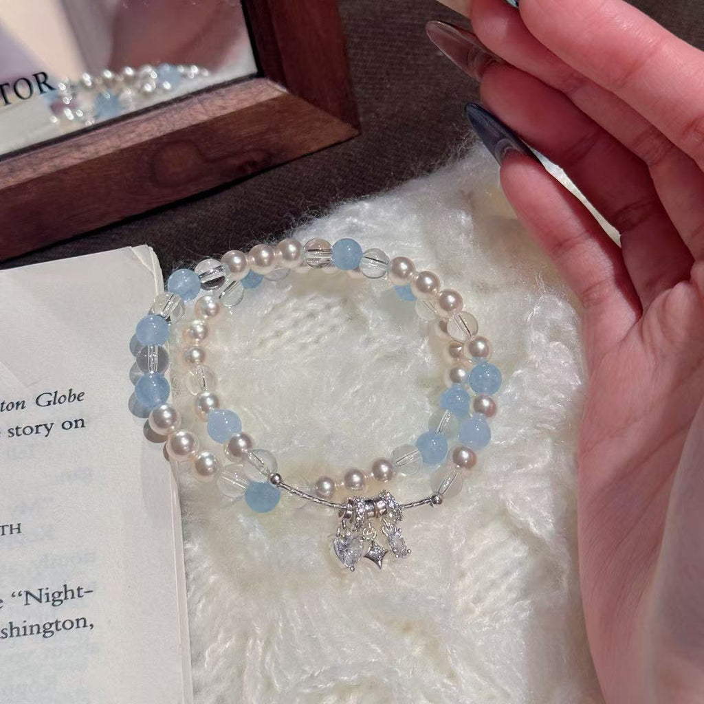 Pink Crystal Bracelet, Luxury High-grade Stackable Bead Design, Super Fairy Fresh Sweet Pearl Bracelet Hot Selling on Redbook