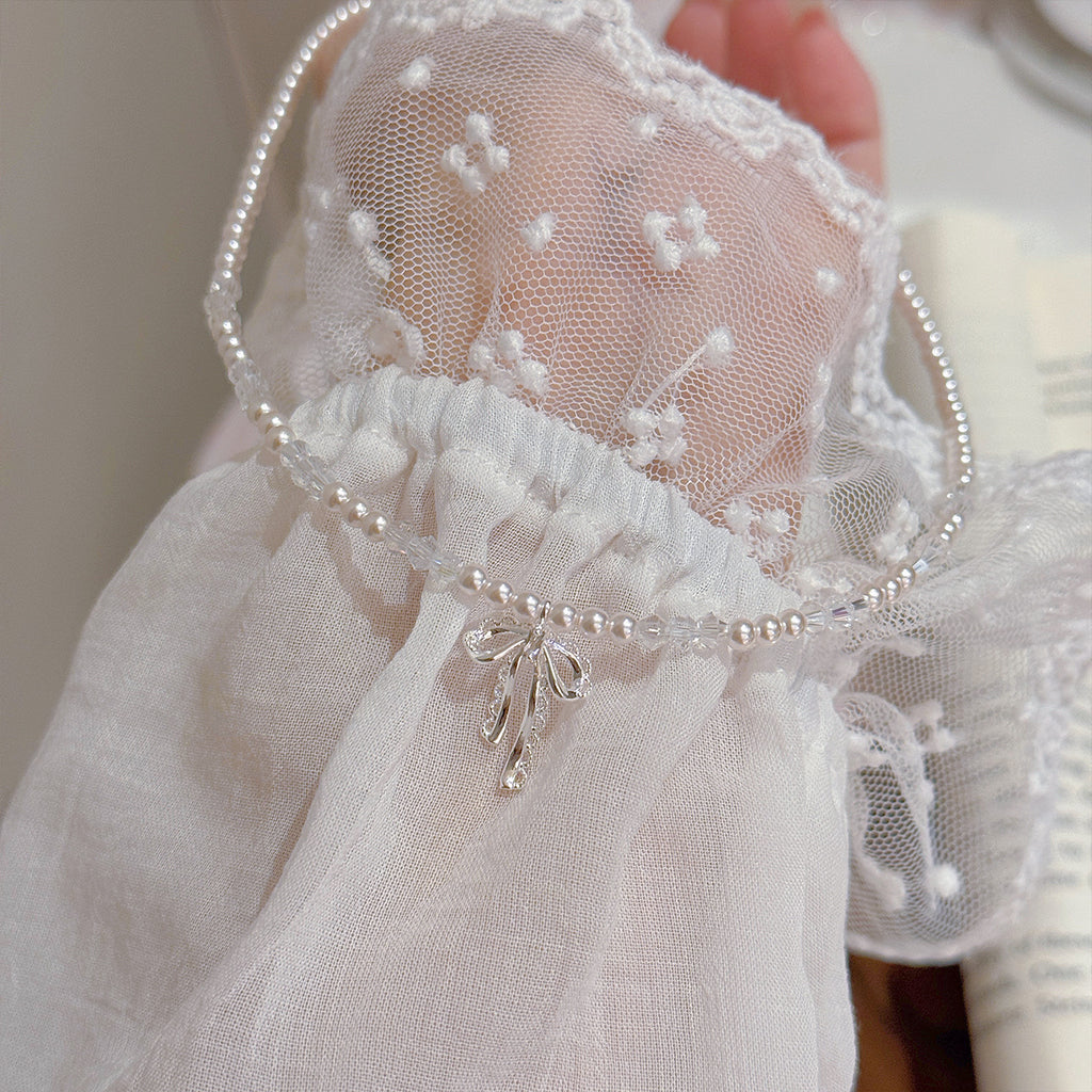 Bow Pearl Necklace, Luxury Niche Sweet Elegant Clavicle Chain, Exquisite Versatile Women Pendant