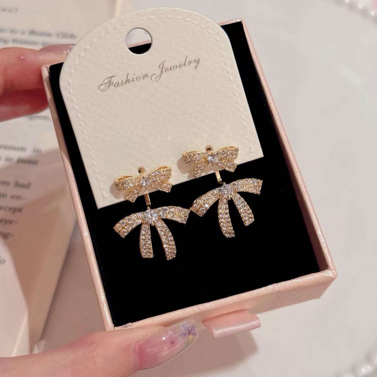 Double Bowknot Stud Earrings, Dainty Luxury Elegant Everyday Earrings, Minimalist All-match Fashion Jewelry
