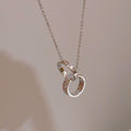 Interlocking Double Circle Necklace, Minimalist Luxury Clavicle Chain, Elegant Exquisite Fashion Jewelry Gift
