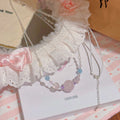 Beaded Pink Crystal Necklace, Luxury Niche Sweet Clavicle Chain, Elegant All-match Dainty Women Jewelry
