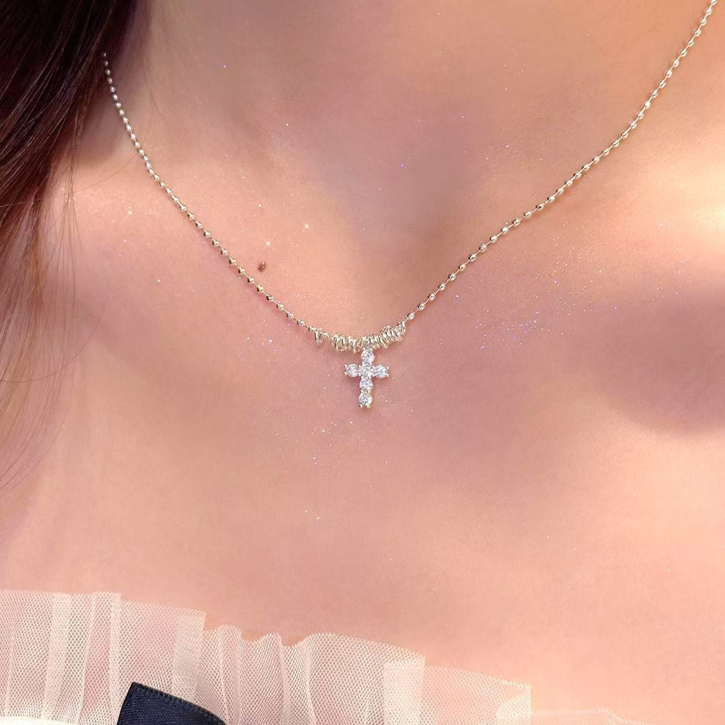 Classic Cross Pendant Necklace for Women, Minimal Luxury Collarbone Chain, Popular INS European American Trendy Dainty Daily Neck Jewelry Hot Sale