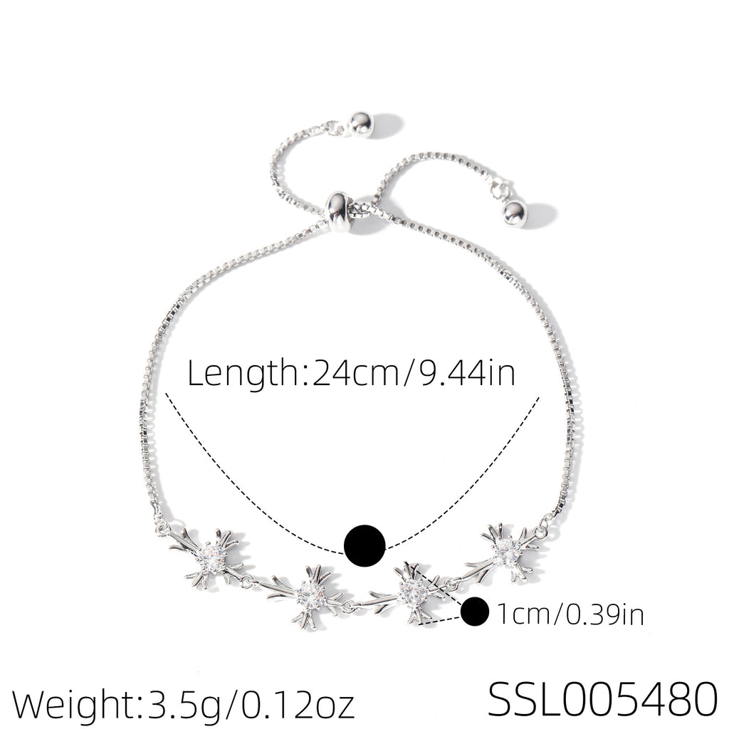 Four Seasons Charm Aquamarine Bracelet, Fashion Niche Sparkling Women Hand Jewelry, High-end Light Luxury Wrist Chain