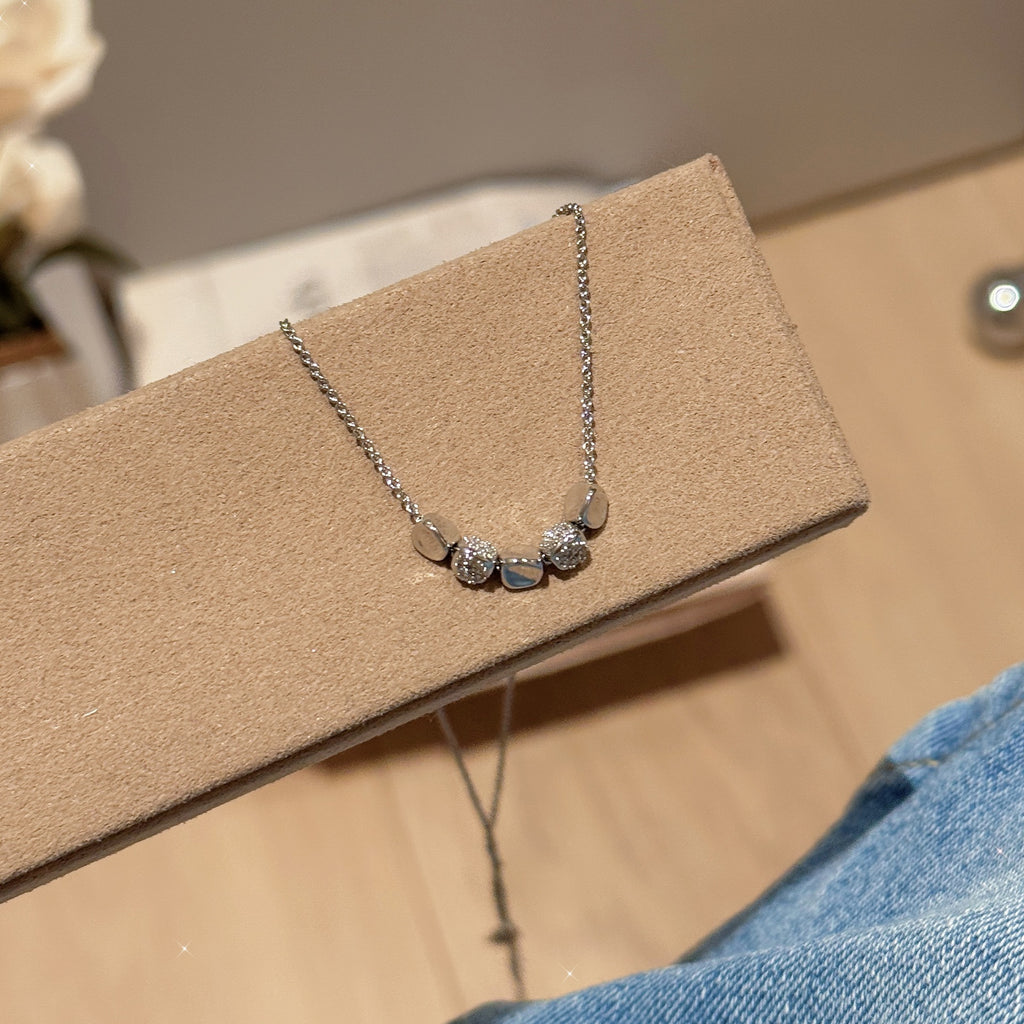 Luxury Shards Silver Cube Clavicle Necklace Elegant Daily Women Accessory