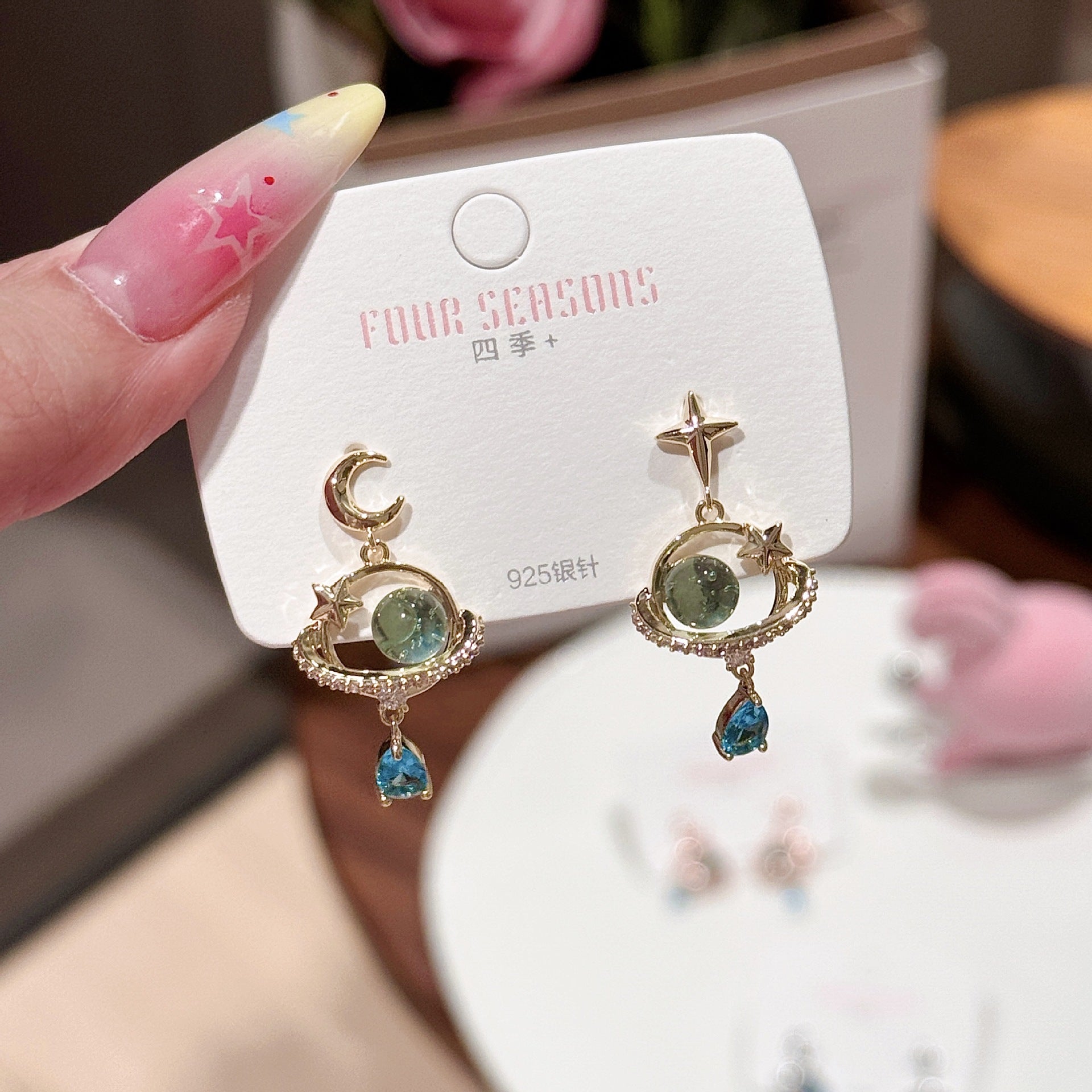 Saturn Water Drop Dangle Earrings for Women, Luxury High-End Niche Designer Versatile Drop Ear Jewelry