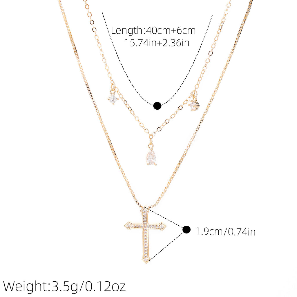 Vintage Cross Pendant Necklace, Elegant Luxury Daily Fashion Neck Jewelry