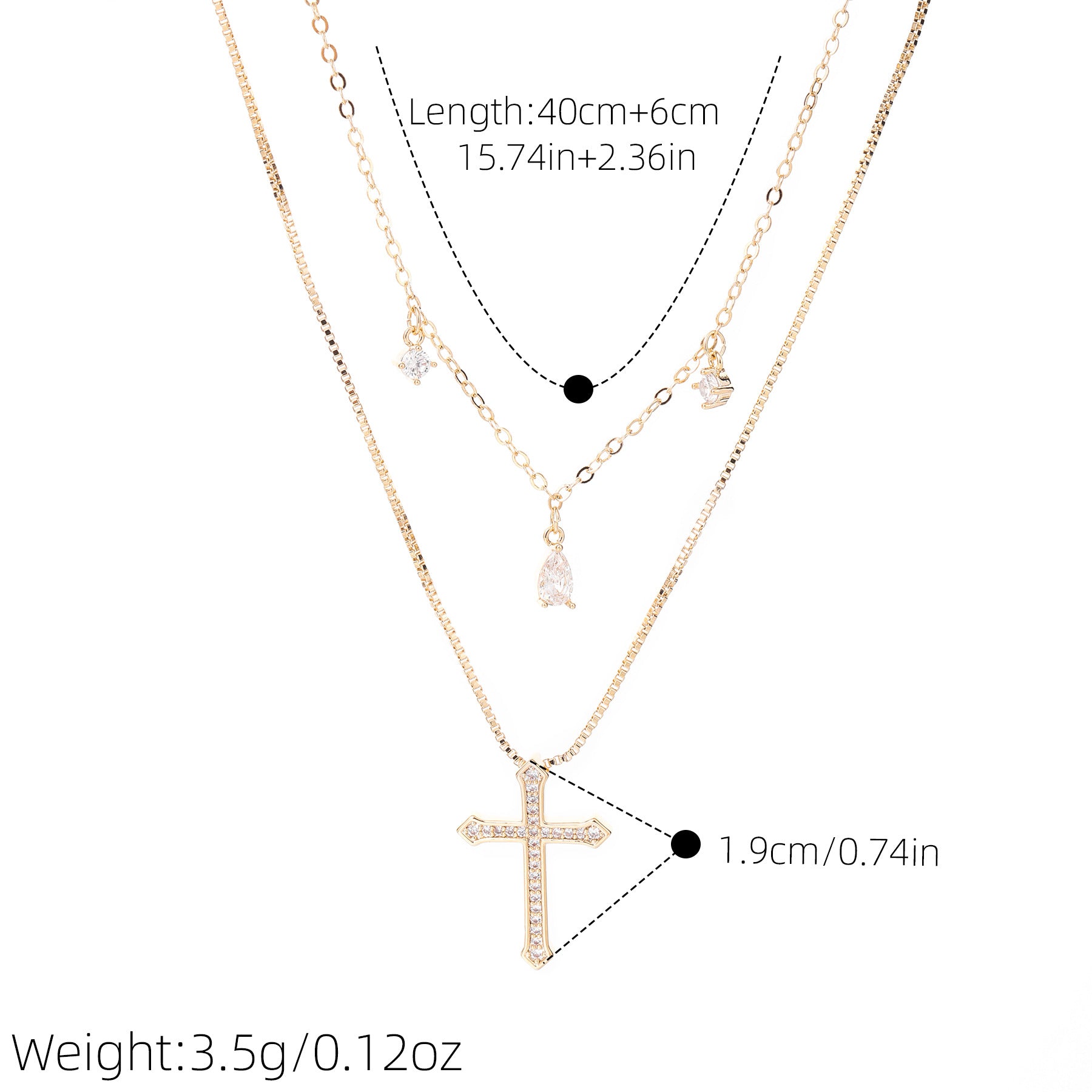Vintage Cross Pendant Necklace, Elegant Luxury Daily Fashion Neck Jewelry
