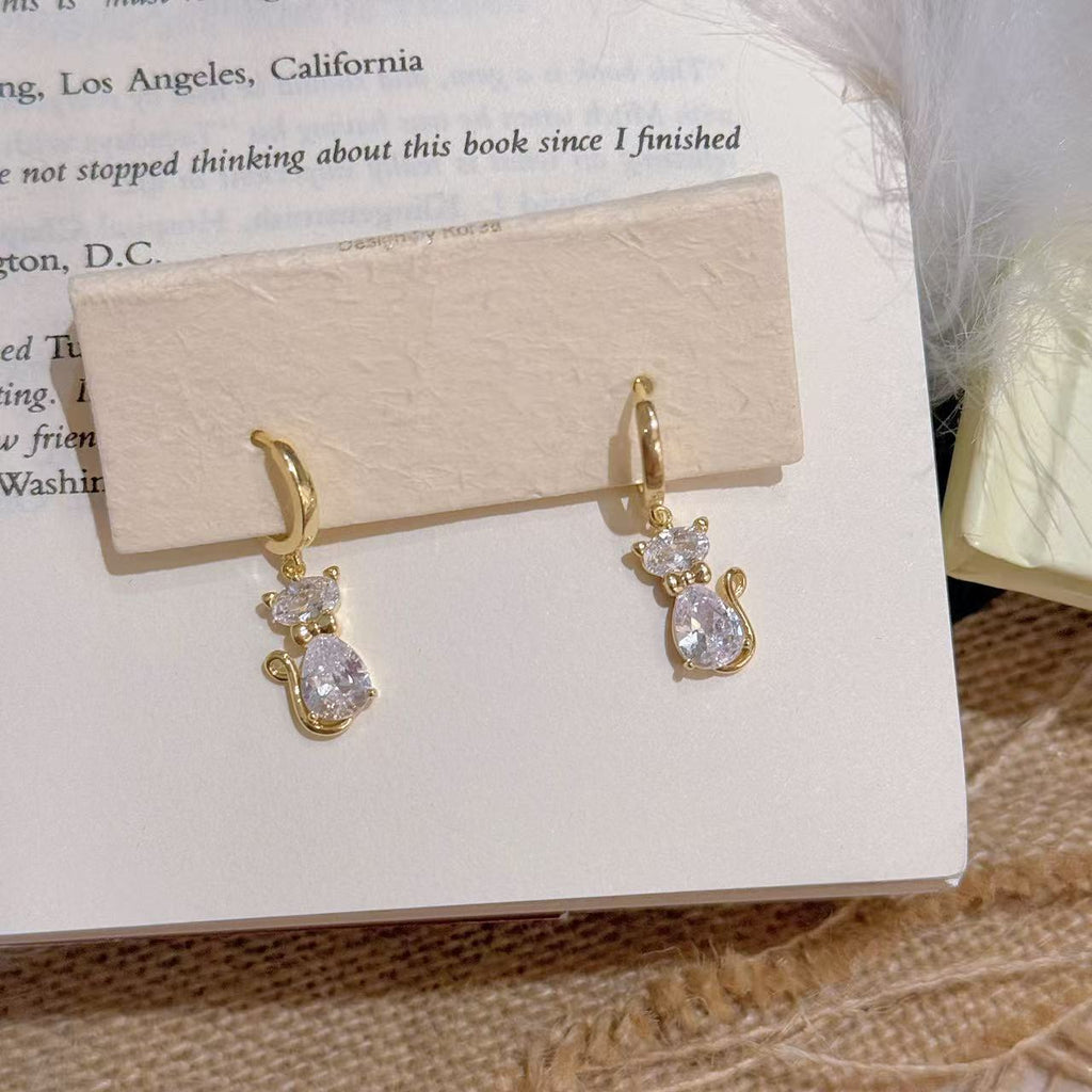 Elegant Cat Ear Buckles, Luxury High-class Korean Style Earrings, Delicate Temperament Daily Versatile Fashion Studs