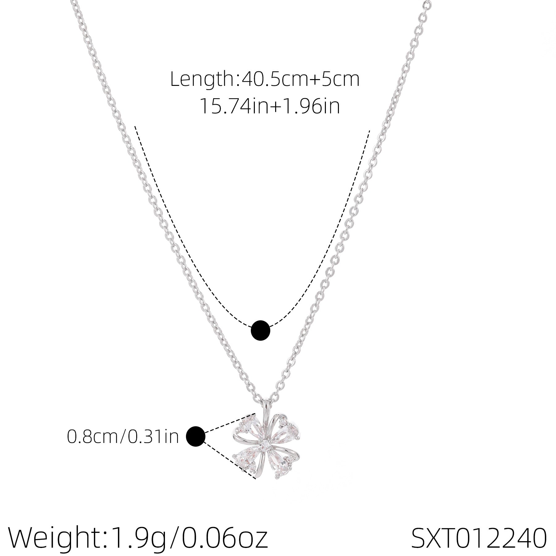 Lucky Four Leaf Flower Necklace, Wealth Blessing Fashion Clavicle Chain, Luxury Elegant Delicate All-match New Year Jewelry