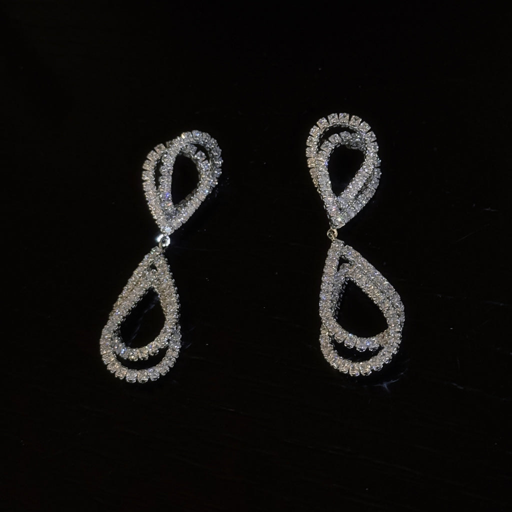 S925 Silver Multi Layer Teardrop Luxury Dangle Earrings Elegant Ladies Ear Studs