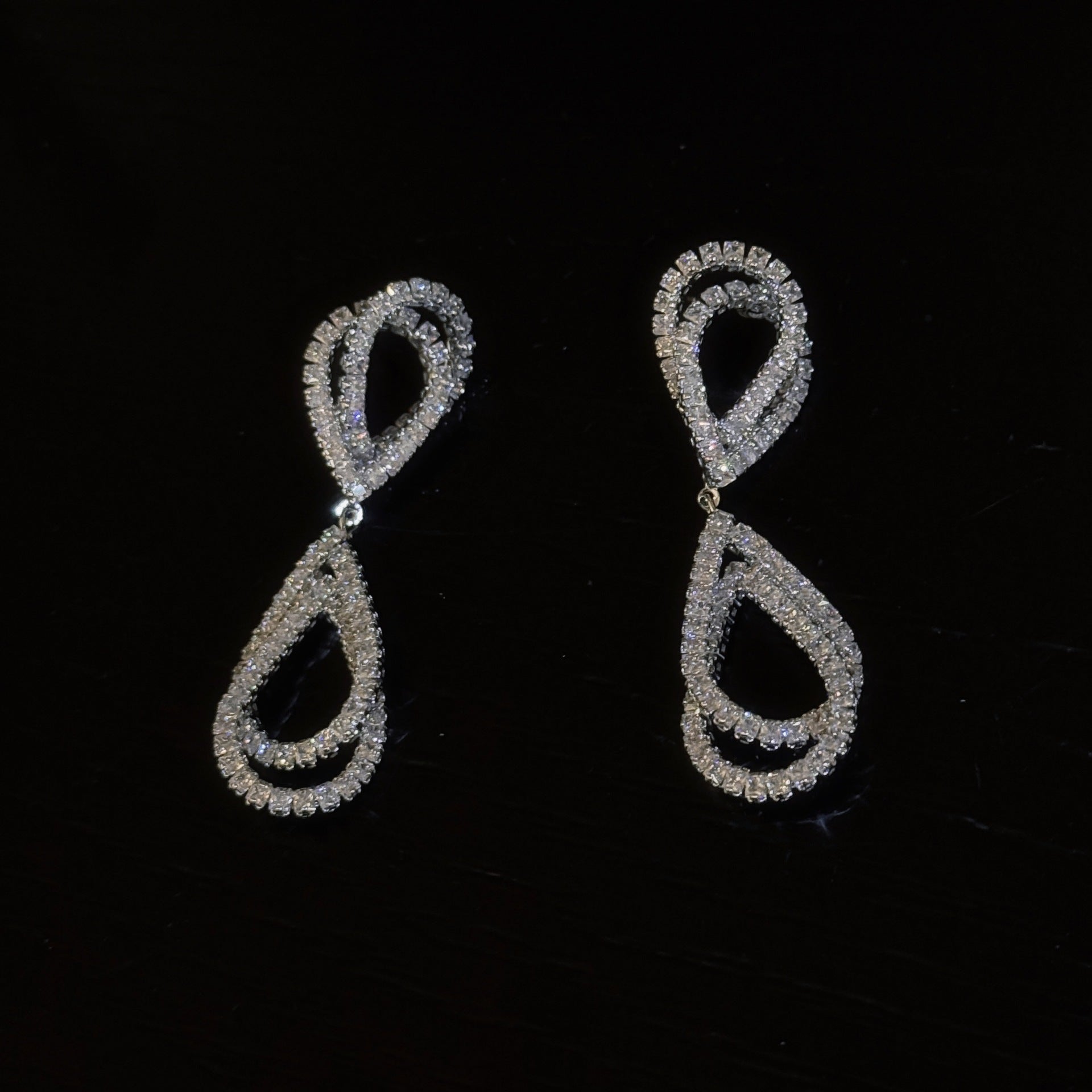 S925 Silver Multi Layer Teardrop Luxury Dangle Earrings Elegant Ladies Ear Studs