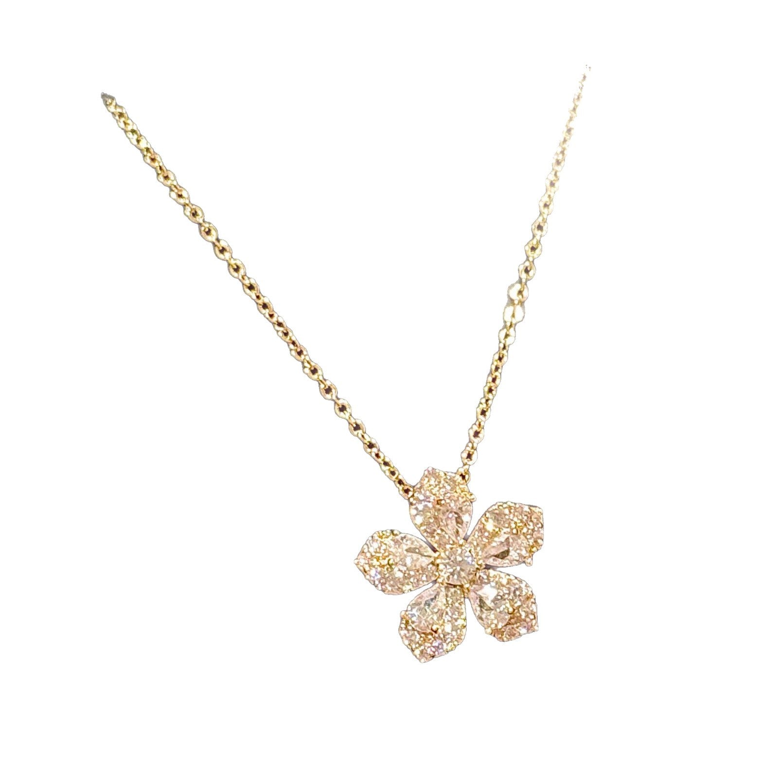 Sparkling Zircon Flower Necklace Luxury Elegant Fashion Jewelry for Women
