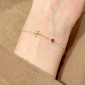 Ruby Cross Bangle, Fashion Premium Hand Jewelry, Stylish Lucky Bracelet for New Year & Zodiac Year