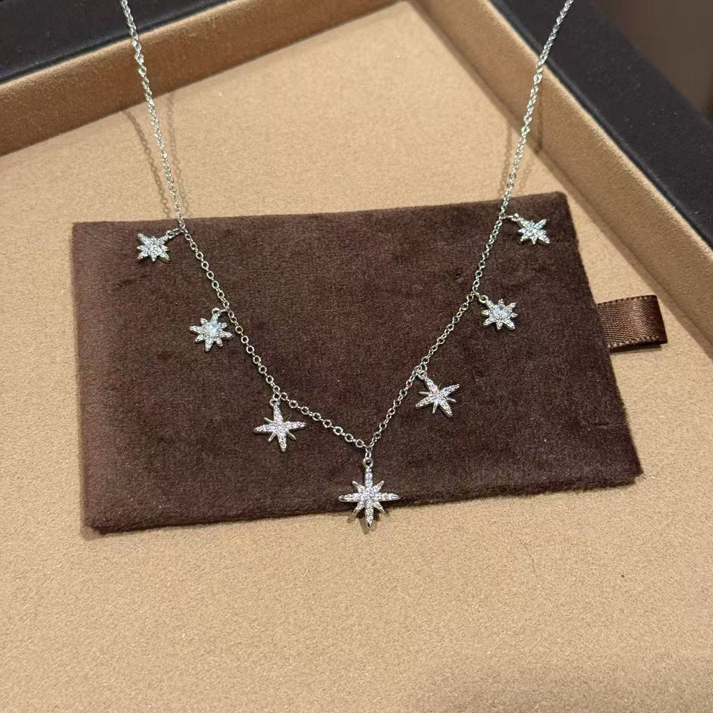 European American Hexagram Necklace, French Luxury Elegant Clavicle Chain, Niche Exquisite All-match Fashion Pendant Jewelry