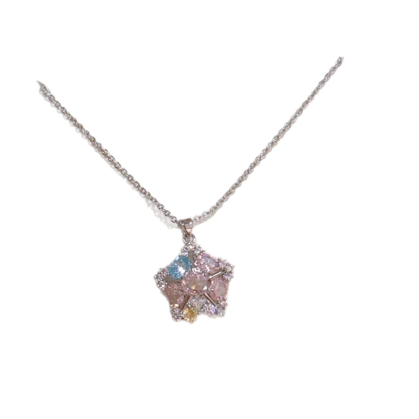 Shiny Star Pendant Necklace Elegant Luxury Stylish Women Autumn Winter Sweater Chain