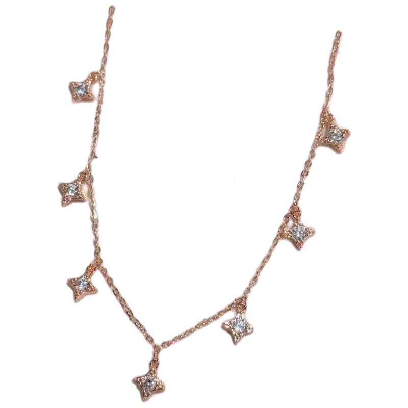 Four-pointed Star Pendant Necklace, Niche Luxury Cool Tone Clavicle Chain, Dainty Elegant Daily All-match Necklace