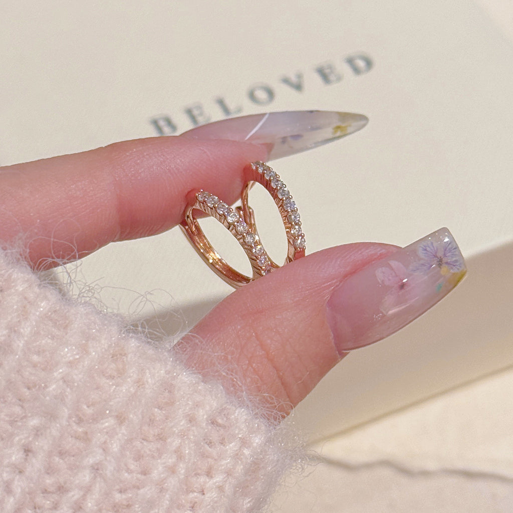 Minimalist Full Zircon Hoop Earrings, Luxury Niche Design Elegant Versatile Fashion Ear Buckles