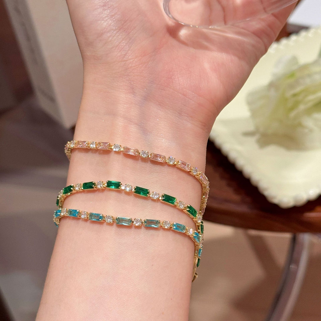 Emerald Zircon Colorful Bracelet, Exquisite High-End Hand Accessories, Trendy Viral Daily Ornament