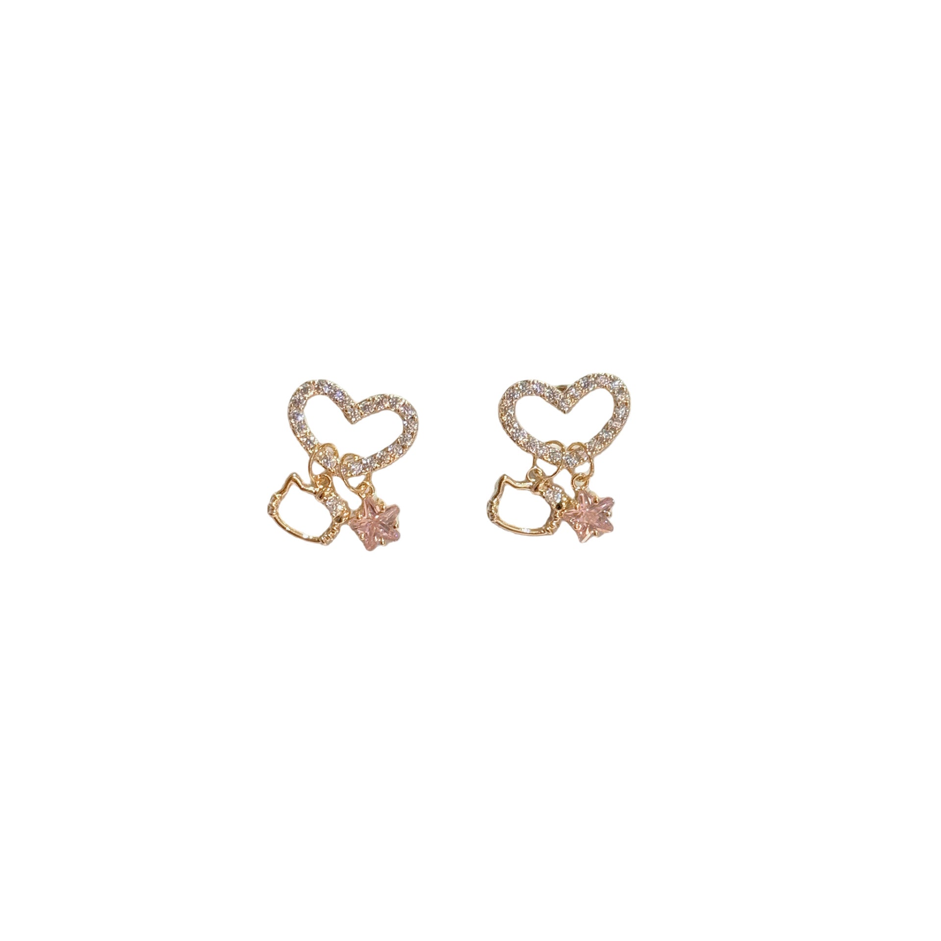 925 Silver Full Zircon Cat Earrings, Sweet Girly Daily Ear Studs