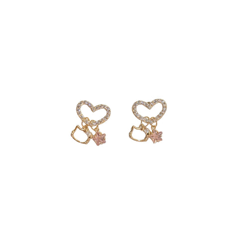 925 Silver Full Zircon Cat Earrings, Sweet Girly Daily Ear Studs