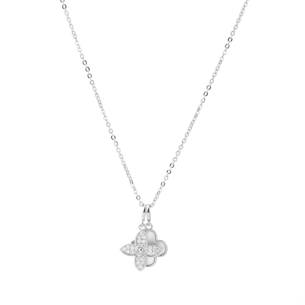 Korean Style Double Four Leaf Clover Necklace, Luxury Niche Elegant Clavicle Chain, Fashion All-match Pendant Necklace