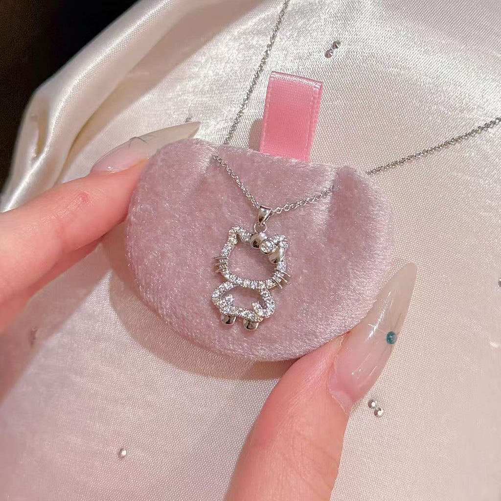 Lovely Cat Pendant Necklace, Sweet Elegant Daily Fashion Neck Jewelry