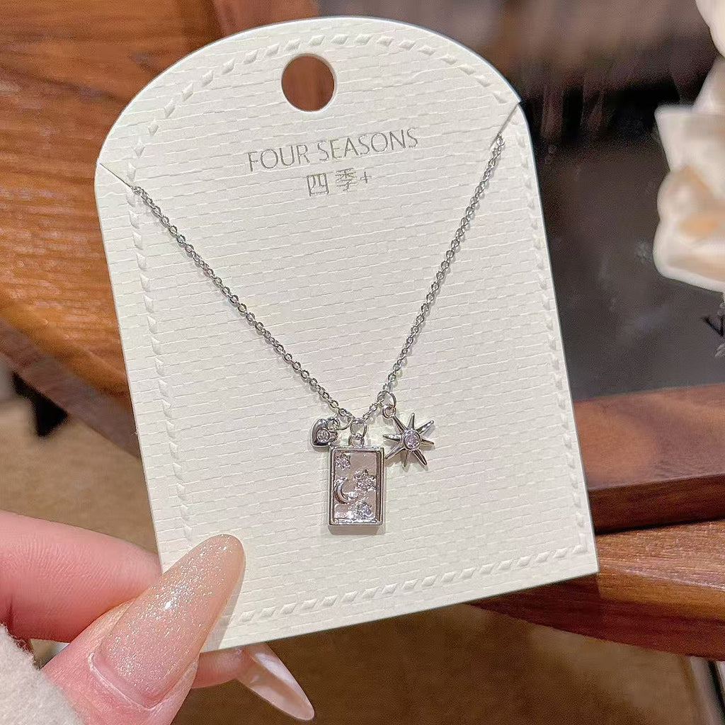 Shiny Star Zircon Clavicle Necklace, Elegant Sweet Daily Luxury Pendant Necklace
