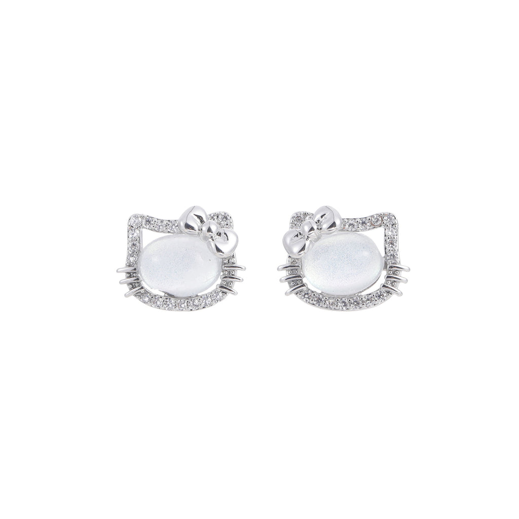 Cute Cat Stud Earrings, S925 Sterling Silver Post, Minimalist Dainty Earrings, Luxury Niche Versatile Jewelry